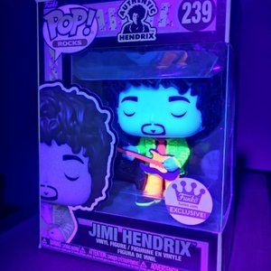 Funko Pop! Jimi Hendrix Blacklight purple guitar, blue face #239 funko exclusive